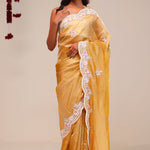 Harvest Gold Tissue Handcrafted Saree