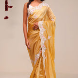 Harvest Gold Tissue Handcrafted Saree