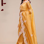 Harvest Gold Tissue Handcrafted Saree