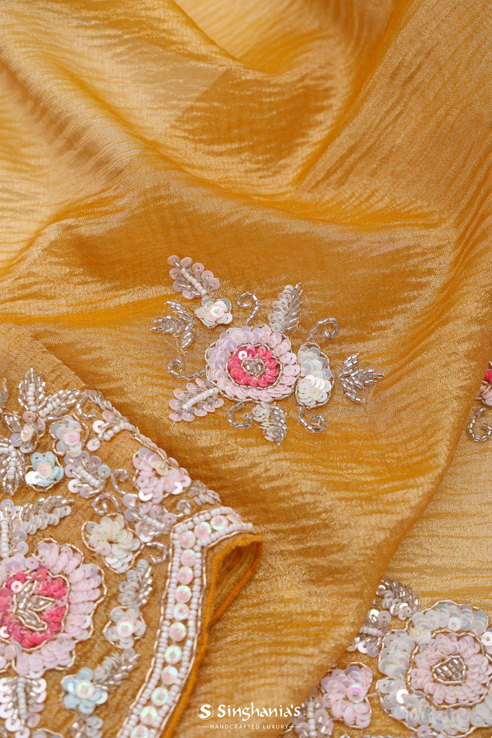 Harvest Gold Tissue Handcrafted Saree