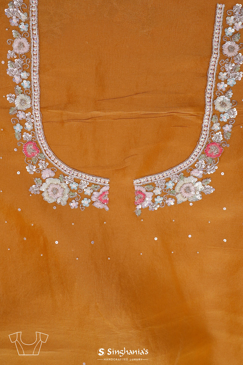 Harvest Gold Tissue Handcrafted Saree