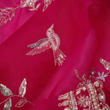 Rani Pink Organza Handcrafted Saree