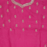 Rani Pink Organza Handcrafted Saree