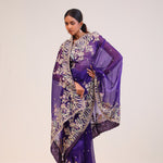 Picotee Blue Organza Handcrafted Saree