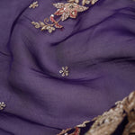 Picotee Blue Organza Handcrafted Saree