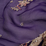 Picotee Blue Organza Handcrafted Saree