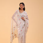 Light Beige Tissue Handcrafted Saree