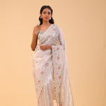 Light Beige Tissue Handcrafted Saree