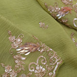 Moss Green Tissue Handcrafted Saree