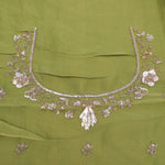 Moss Green Tissue Handcrafted Saree