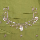 Moss Green Tissue Handcrafted Saree