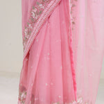Pastel Pink Crafted Buttis Organza Saree
