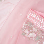 Pastel Pink Crafted Buttis Organza Saree