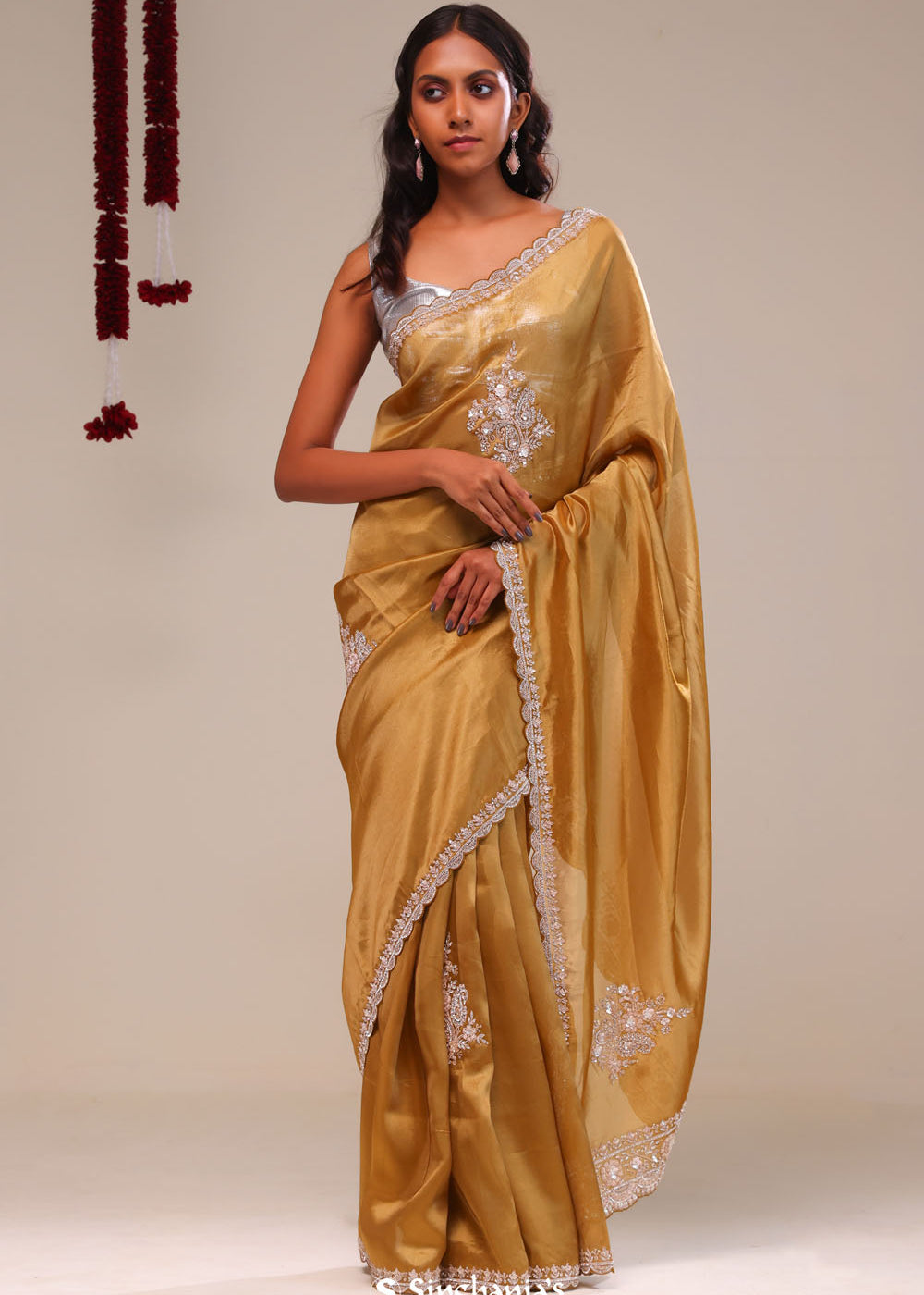 Earth Gold Tissue Handcrafted Saree
