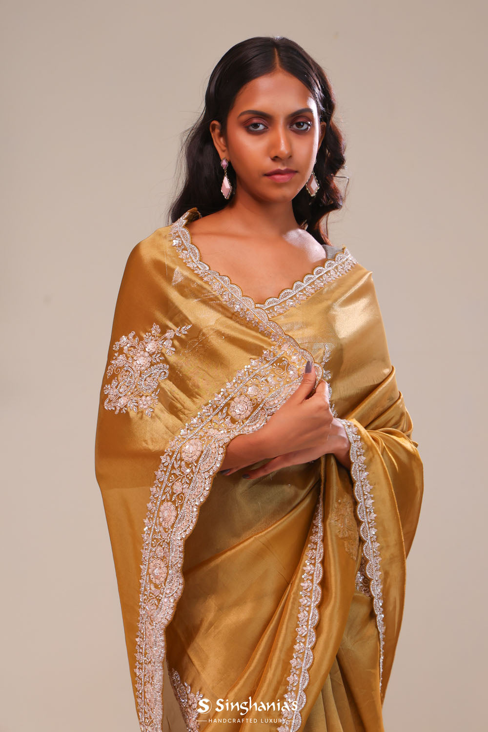 Earth Gold Tissue Handcrafted Saree