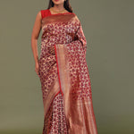 Maroon Banarasi Saree With Full Leaf Jaal