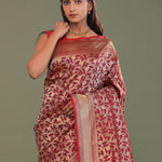 Maroon Banarasi Saree With Full Leaf Jaal