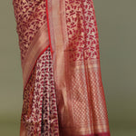 Maroon Banarasi Saree With Full Leaf Jaal