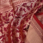 Maroon Banarasi Saree With Full Leaf Jaal