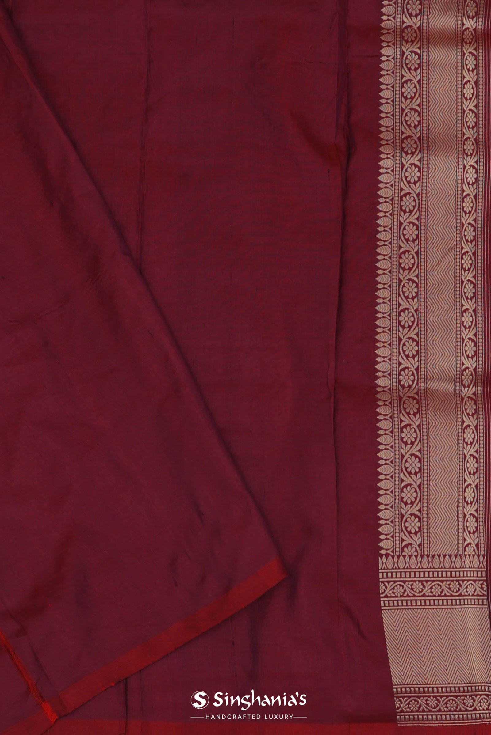 Maroon Banarasi Saree With Full Leaf Jaal