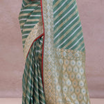 Pale Mint Green Tissue Banarasi Silk Saree With Strap Designs