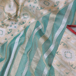 Pale Mint Green Tissue Banarasi Silk Saree With Strap Designs