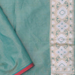 Pale Mint Green Tissue Banarasi Silk Saree With Strap Designs