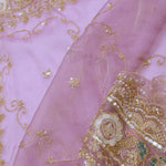 Purple Organza Embroidery Saree With Sequins And Pearl Work