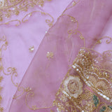 Purple Organza Embroidery Saree With Sequins And Pearl Work