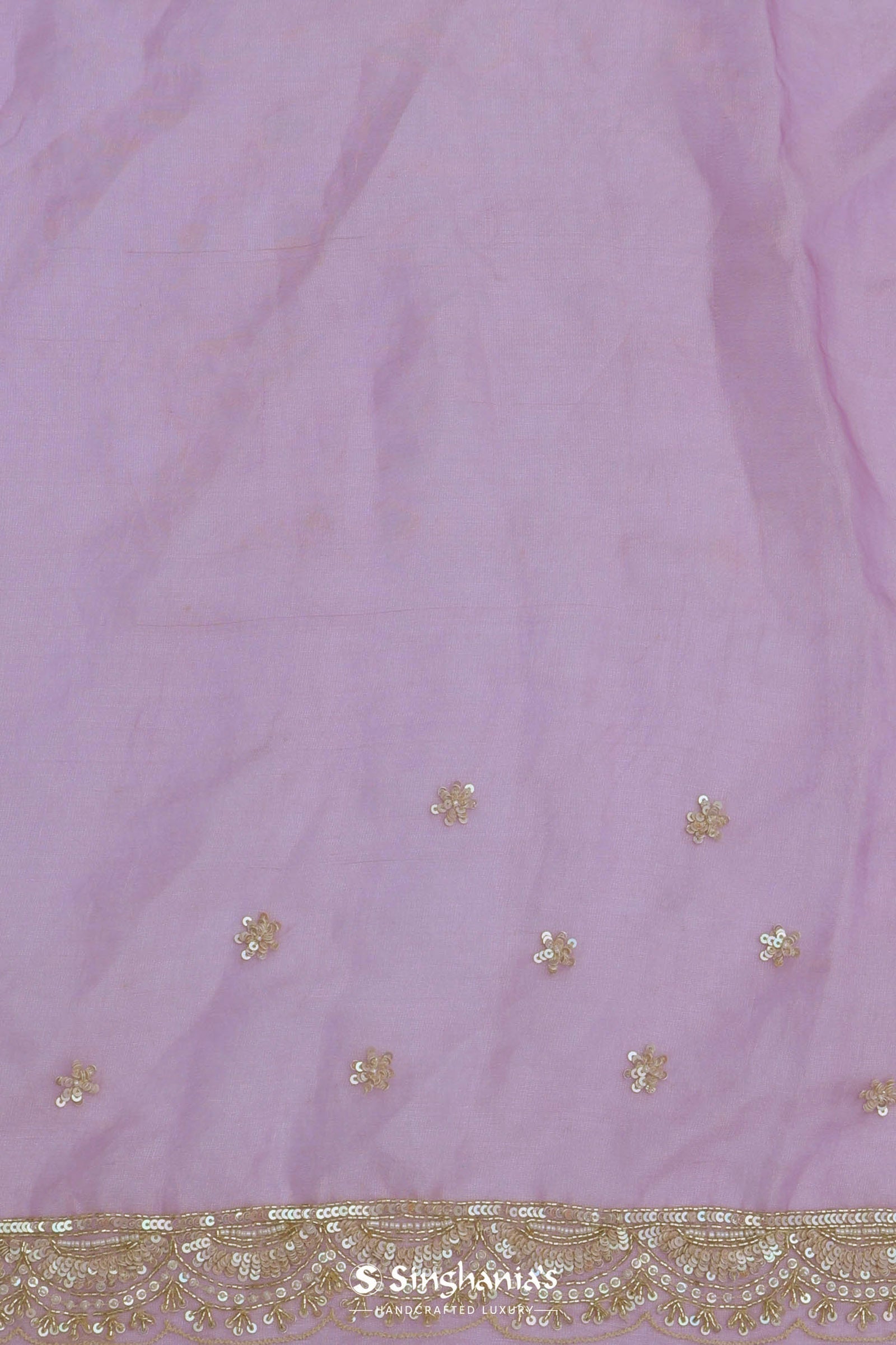 Purple Organza Embroidery Saree With Sequins And Pearl Work