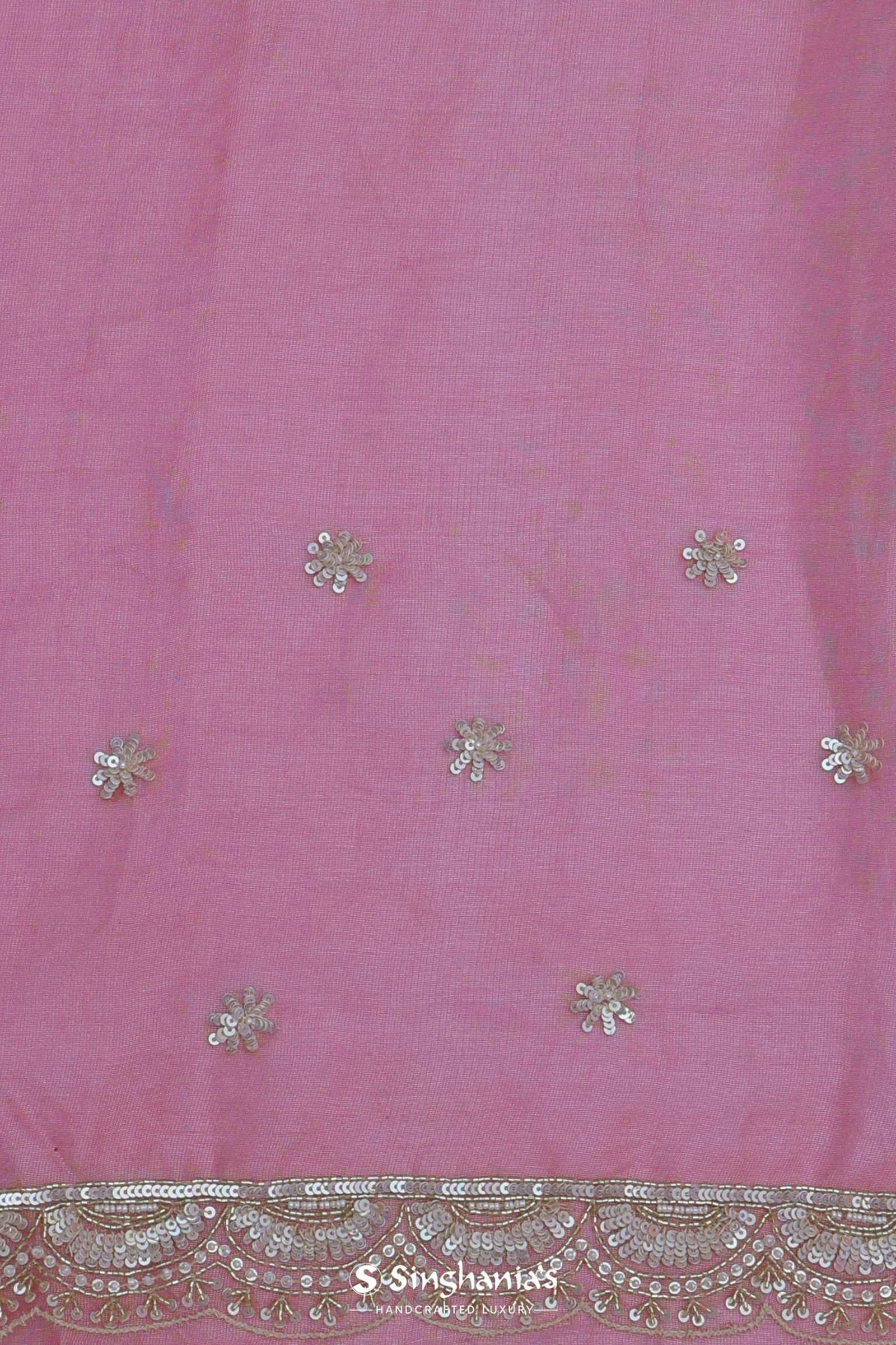 Brick Red Organza Embroidery Saree With Sequins And Pearls Work