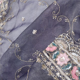 Independence Blue Crafted Jaali Tissue Saree