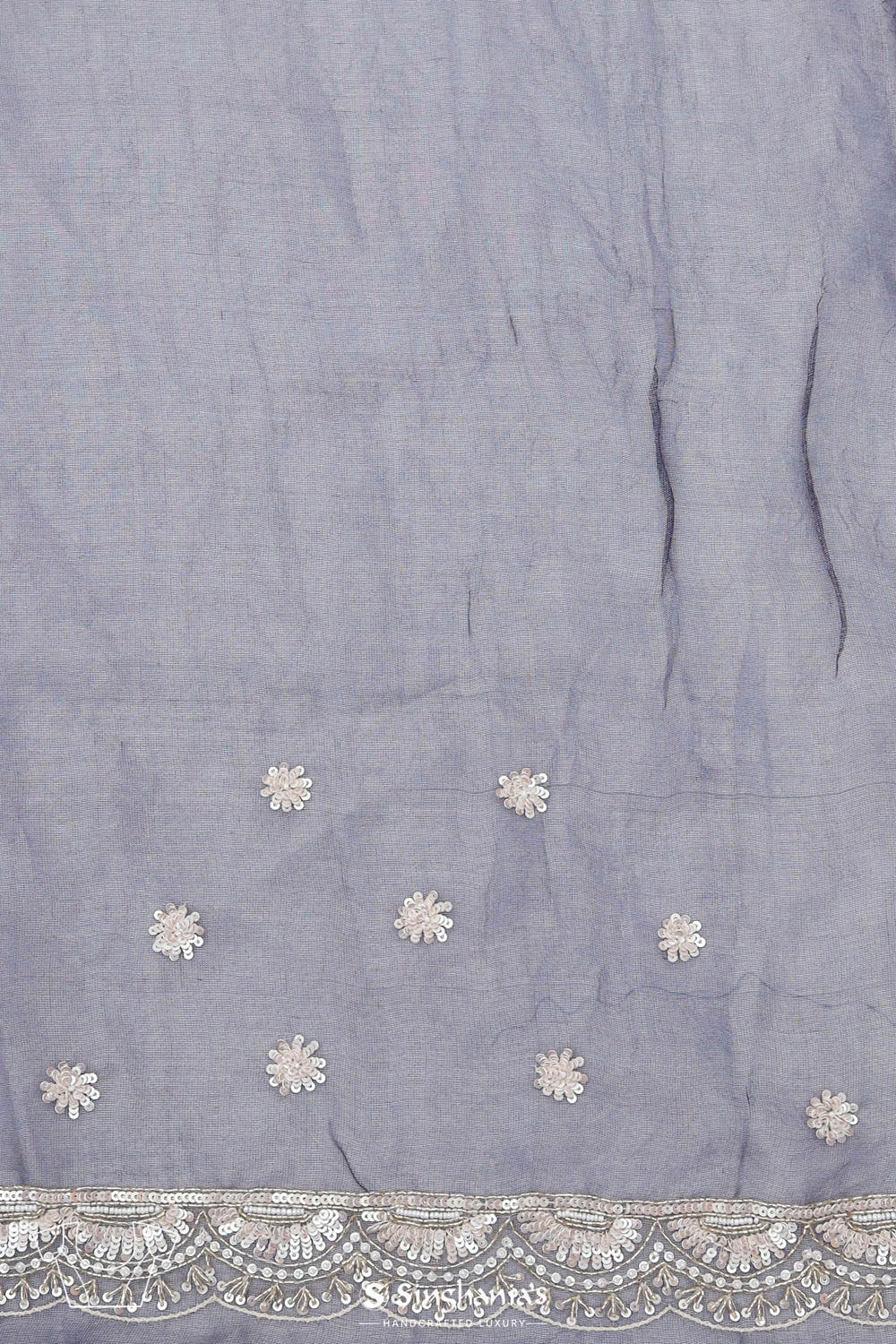 Independence Blue Crafted Jaali Tissue Saree