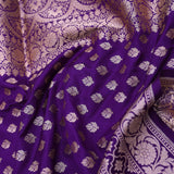 Violet Banarasi Saree With Gold Zari Border