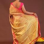 Coral Pink Kanjivaram Saree With Contrast Pink Border