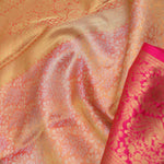 Coral Pink Kanjivaram Saree With Contrast Pink Border