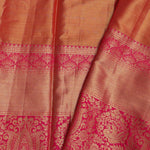 Coral Pink Kanjivaram Saree With Contrast Pink Border