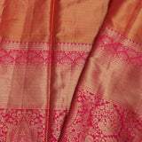 Coral Pink Kanjivaram Saree With Contrast Pink Border