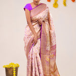 Pale Pink Jaal Kanjivaram Silk Saree