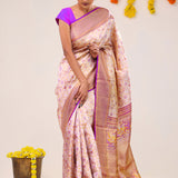 Pale Pink Jaal Kanjivaram Silk Saree