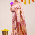 Pale Pink Jaal Kanjivaram Silk Saree