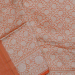 Fire Orange Banarasi Tissue Saree With Silver Zari Border