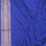 Blue Banarasi Silk Saree With Geometrical Check Boxes