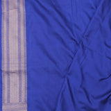 Blue Banarasi Silk Saree With Geometrical Check Boxes
