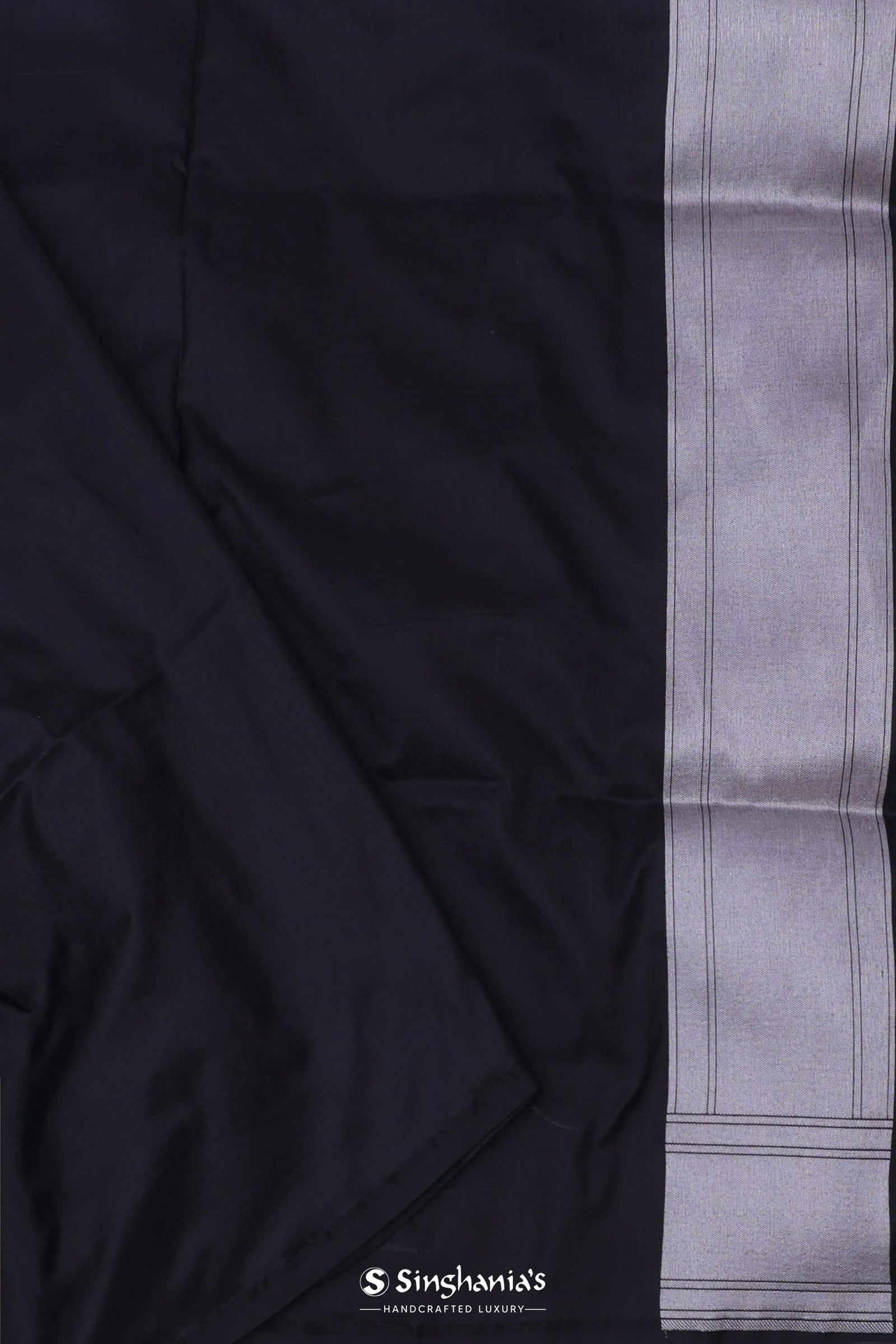 Black Banarasi Silk Saree With Floral Design