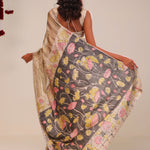 Khaki Green Handcrafted Designer Tissue Saree