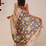 Khaki Green Handcrafted Designer Tissue Saree