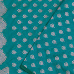 Teal Blue Banarasi Saree With Gold And Silver Zari Border