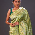 Apple Green Jaal Banarasi Silk Saree