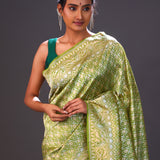 Apple Green Jaal Banarasi Silk Saree